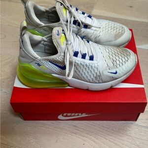 Nike Kids Air Max 270 White and Blue with Green Accents